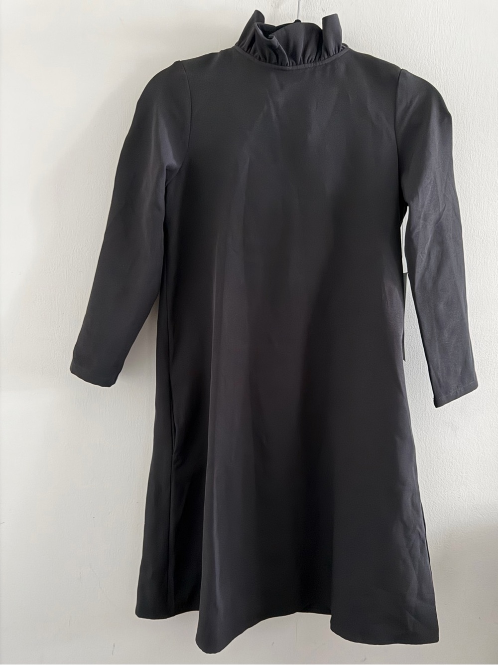 New! Tuckernuck Black Ruffle-Trim Long Sleeve Dress